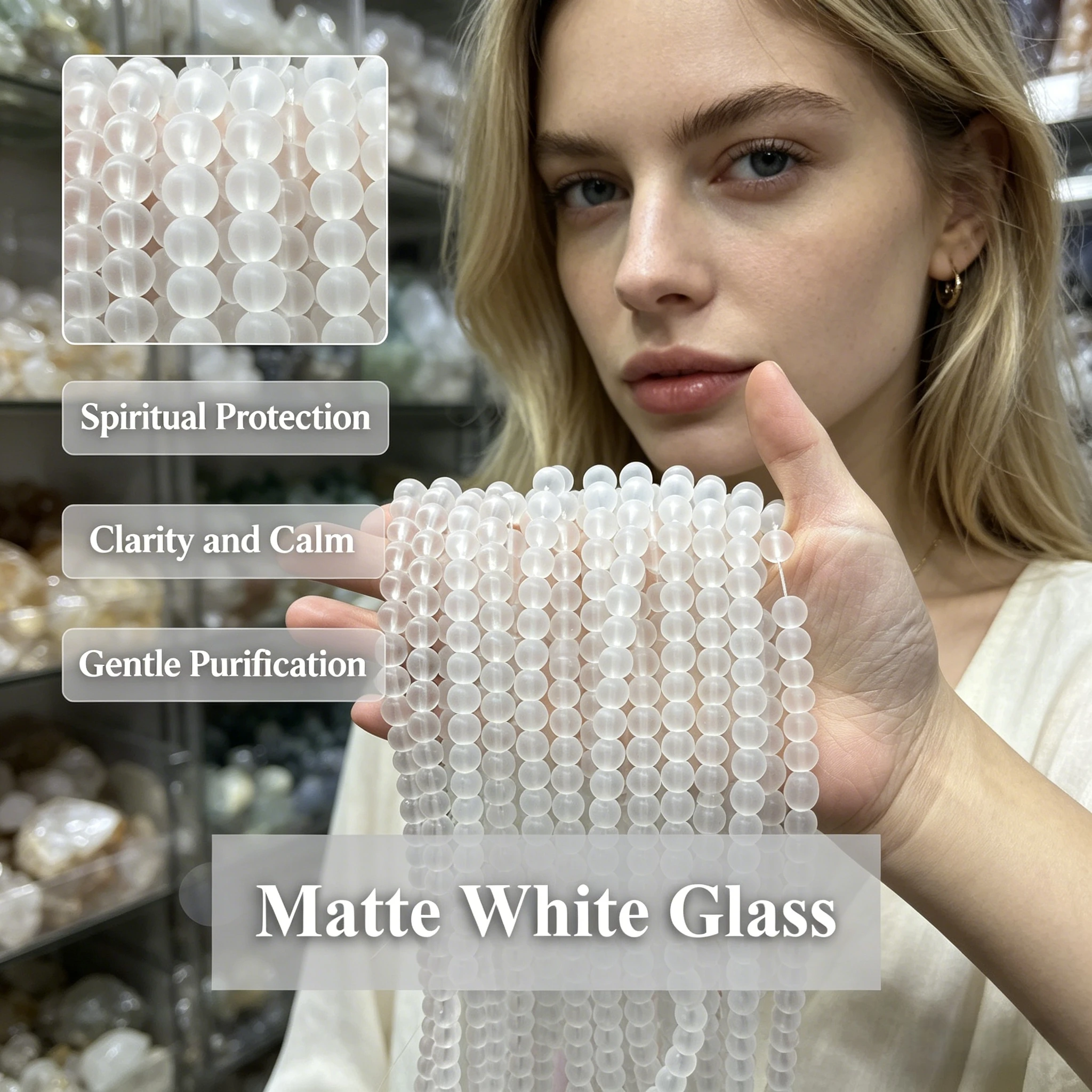 Matte White Glass Beads for Jewelry Making 4 6 8 10mm Loose Round Beads DIY Bracelet Necklace Jewelry Accessories Premium Gift