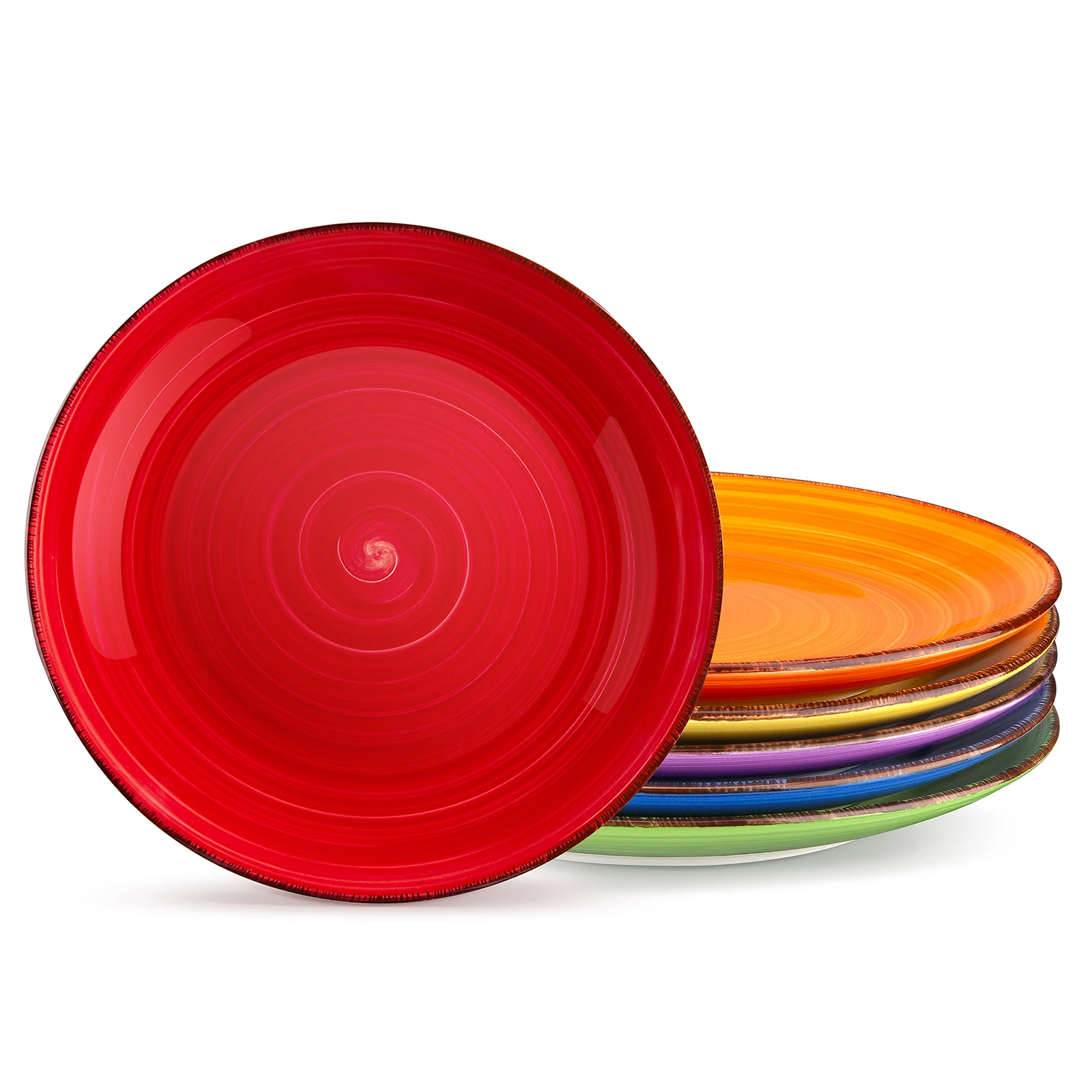 Vancasso 6/12 Piece Multicolour 10.4 inch Dinner Plate Set Handpainted in Rustic Look 26.5cm Serving Plate for Salad/Cake/Pasta