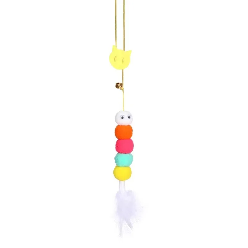 Retractable Door Hanging Cat Toy, Bungee Feather Teaser for Self-Play, Interactive Kitten Toy