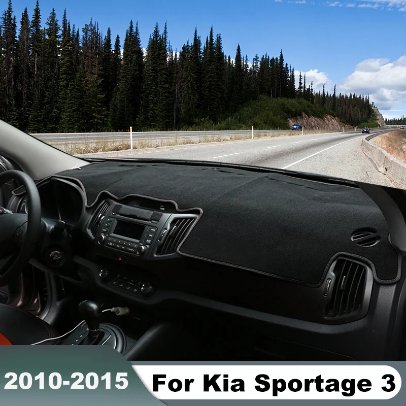

Для Kia Sportage R 3 2010 2011 2012 2013 2014 2015 крышка приборной панели автомобиля, избегайте световых накладок, чехол с защитой от УФ-лучей, ковры на приборную панель