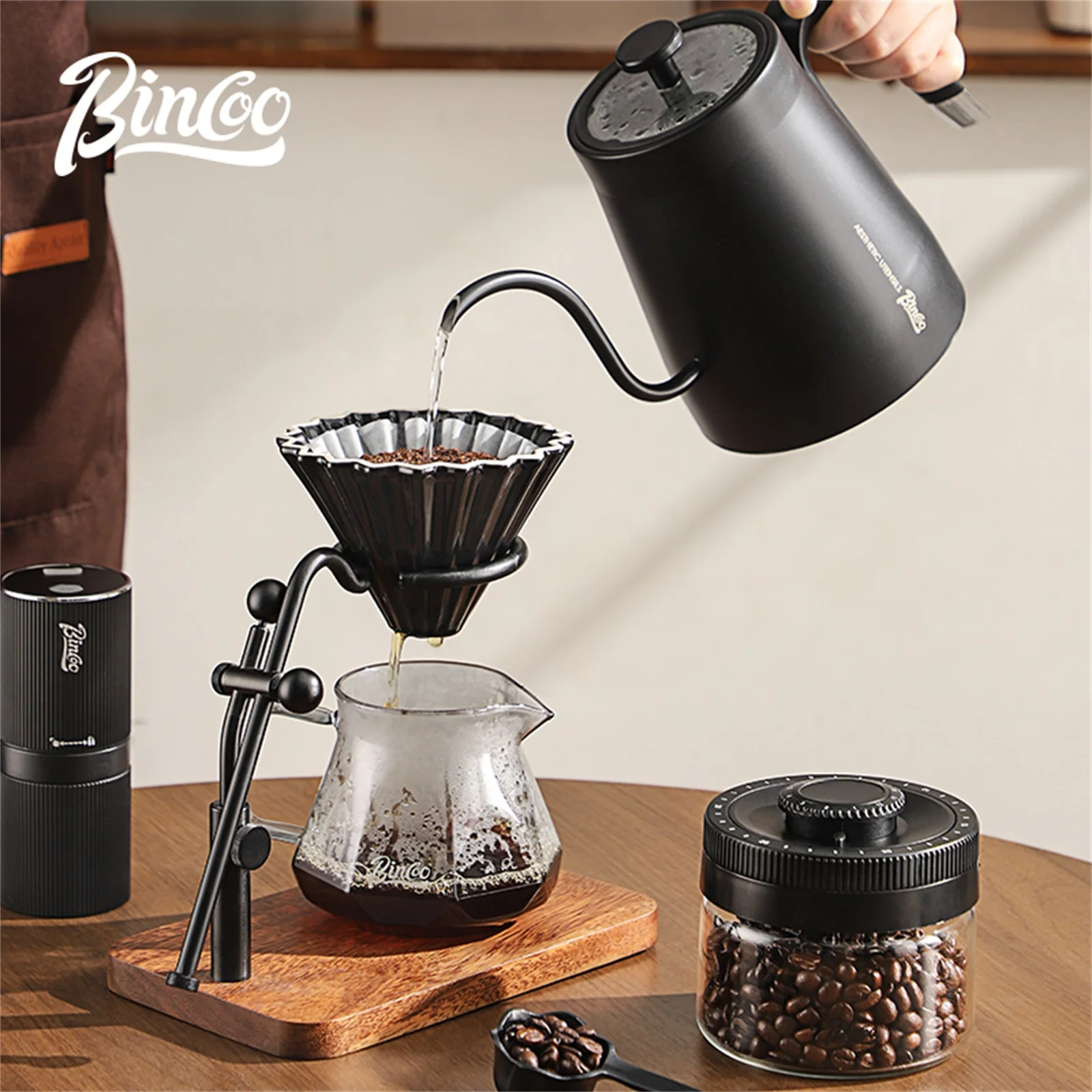 BINCOO Intelligent Constant Temperature Control Electric Kettle Hand Brewed Coffee Pot Gooseneck Pot Barista Tools 800ML 220V