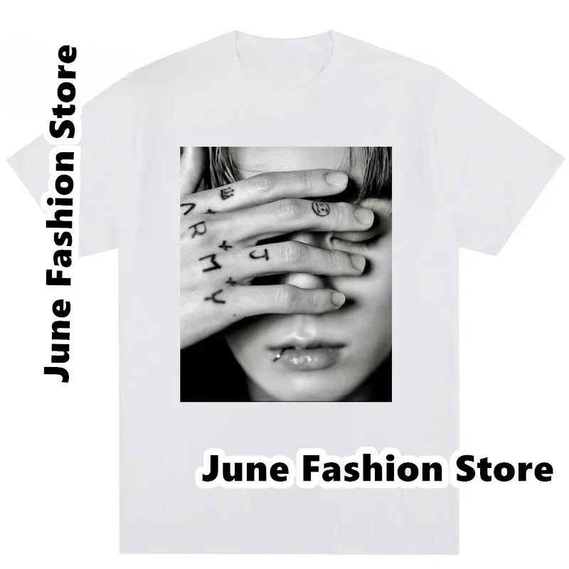 Vintage T Shirt Jungkook Graphic Tshirts Unisex Oversized Top Gothic Men\'s Women\'s Tshirt Kpop Aesthetic Goth Fashion Streetwear