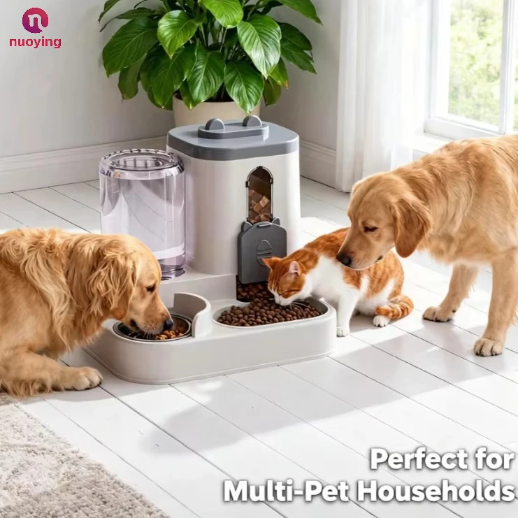Distributeur automatique de nourriture et fontaine à eau pour animaux de compagnie, gamelle anti-déversement pour chat, distributeur de nourriture, station d'alimentation pour chats et chiens de petite, moyenne et grande taille, utilisation en intérieur