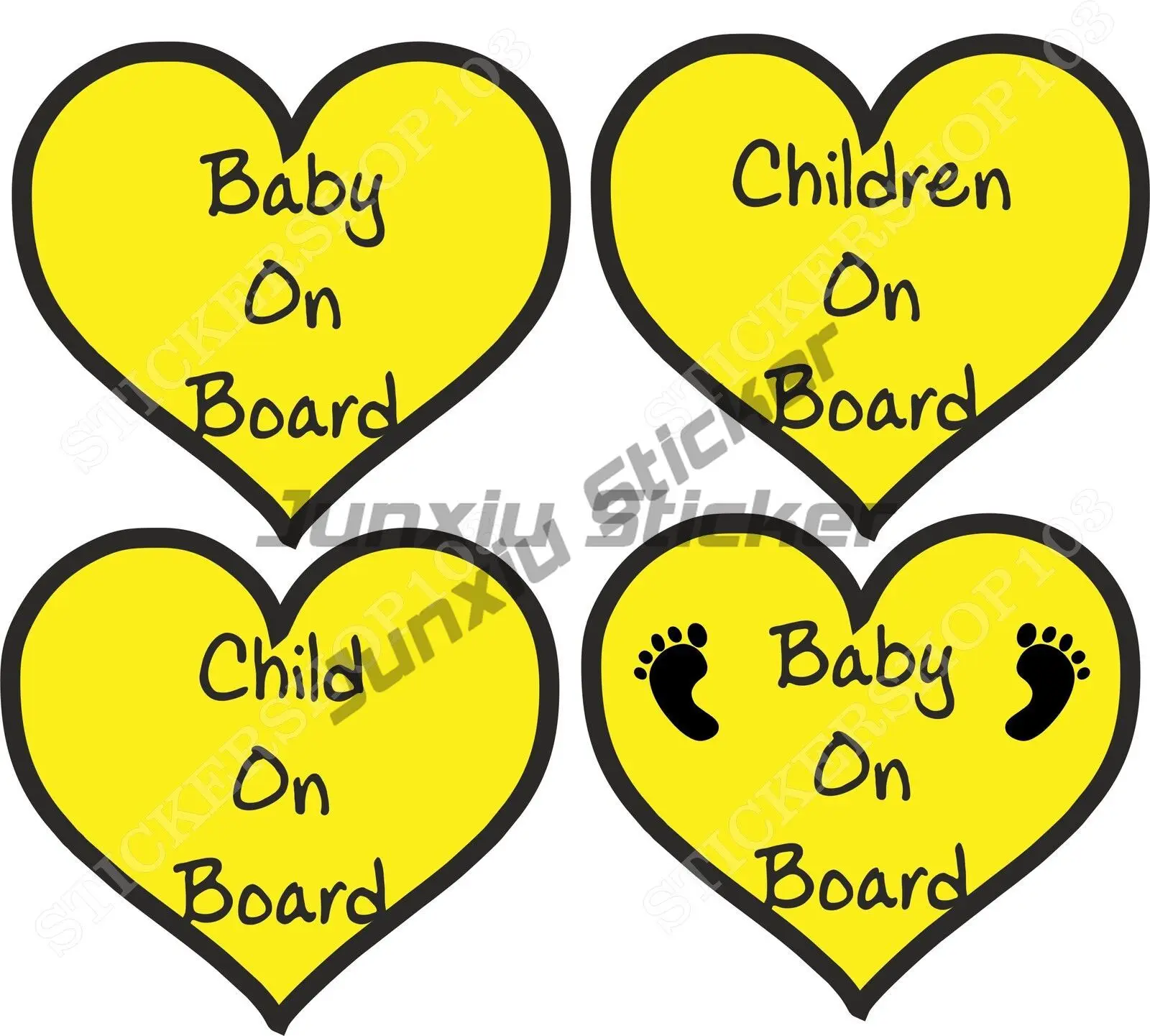 

BABY ON BOARD CHILD CHILDREN FOOTPRINT HEARTS SAFETY STICKER CAR VEHICLE SIGNS