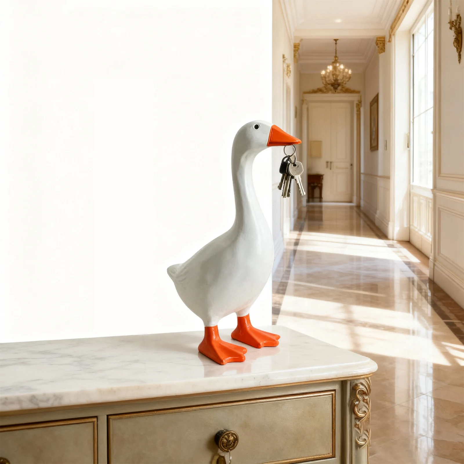 1pc Magnetic Goose Key chain home decoration sculpture office desk decoration resin goose duck sculpture tool rack home