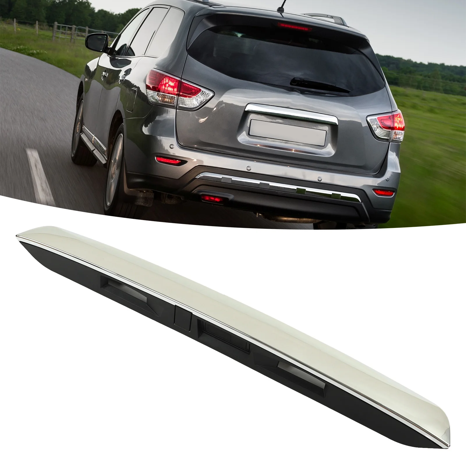 

Rear Tail Gate Handle Rear Tail Gate Handle 90810 9PG0A Liftgate Chrome Finish Molding Trim for Pathfinder 2013 to 2021