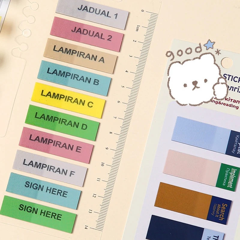 200 lembar tablet berperekat warna-warni catatan tempel ankle penanda dapat ditulis kertas tab kalender transparan Label penanda
