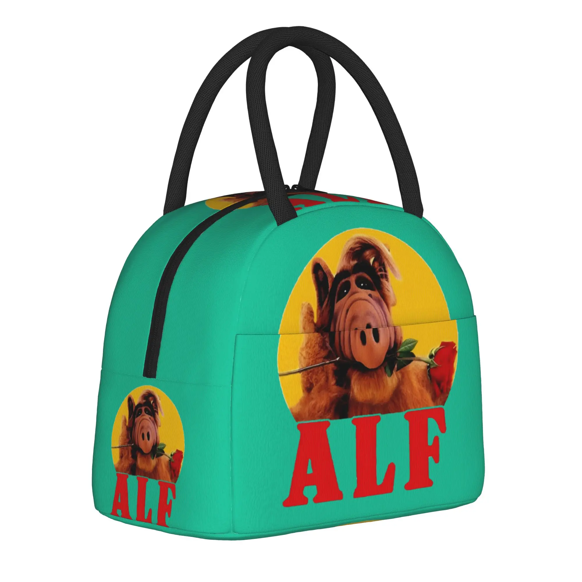 ALF Alien Life Form Lunch Bag Kawaii Lunch Box Bolsa térmica portátil para escola, para homens, à prova d'água, com estampa, bolsa térmica