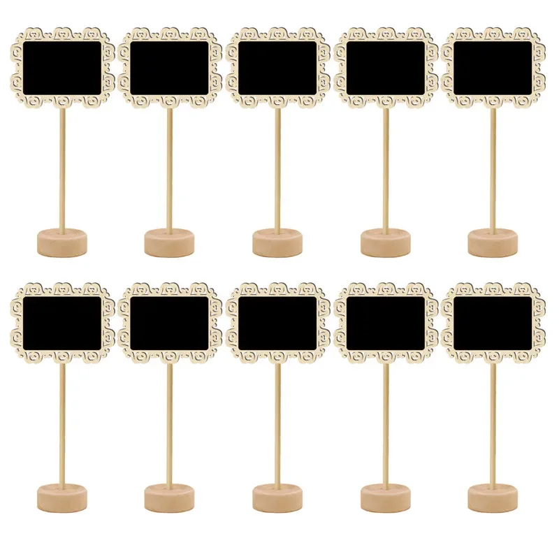 할로우 스퀘어 레이스 나무 귀여운 미니 칠판 쓰기 칠판 클립, 메시지 페인트, 빈 나무 보드 장식, 5 개