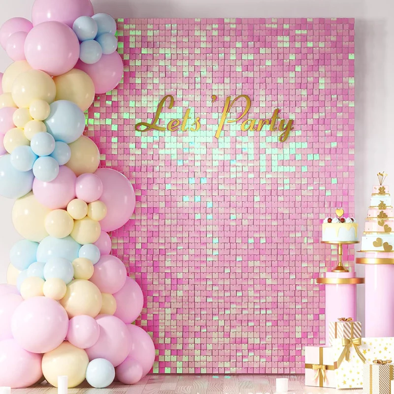 6/12/24/25/26/27Pcs Shimmer Wall Backdrops 33 Colors Square Sequin Wall Panel Backdrop Party Backdrop for Wedding Birthday Decor