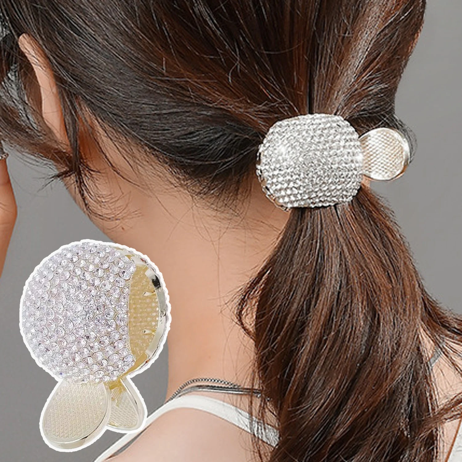 1 Pc Fashion Pearl Rhinestone Metal Hair Clip Women Girls Mini High Ponytail Holder Crystal Hair Claws Elegant Party Headdress