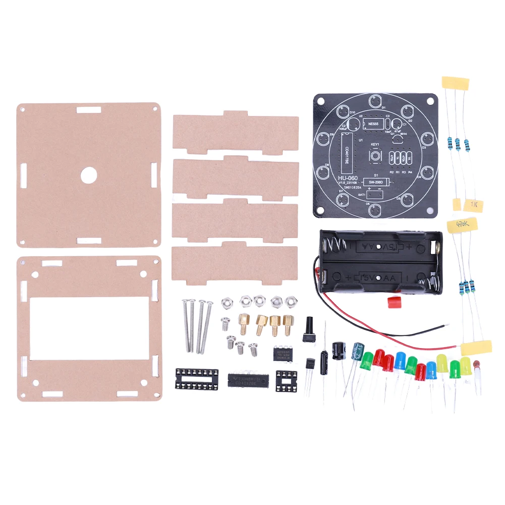 NE555 DIY Lucky Rotary Suite Components Round Lucky Rotary Suite NE555 Interesting DIY Kit CD4017 NE555 Self DIY LED Light Kit