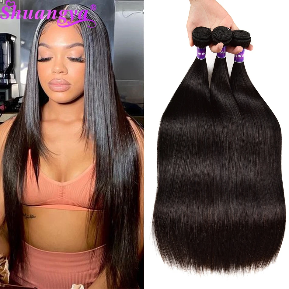 

Bone Straight Human Hair Bundles Deals 3pcs 100% Remy Human Hair Extensions Double Weft Pervian Human Hair Weave Shuangya Hair