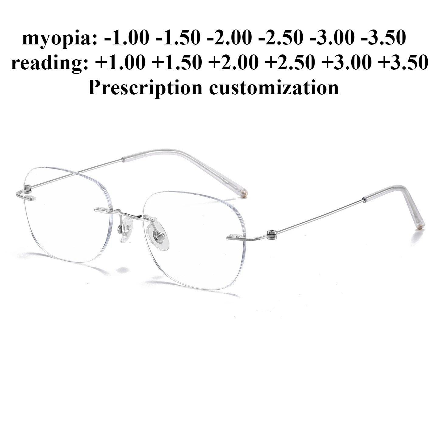 

Сверхлегкие безрамочные очки для близорукости из чистого титана 52 мм, мужские квадратные очки для чтения с защитой от синего света