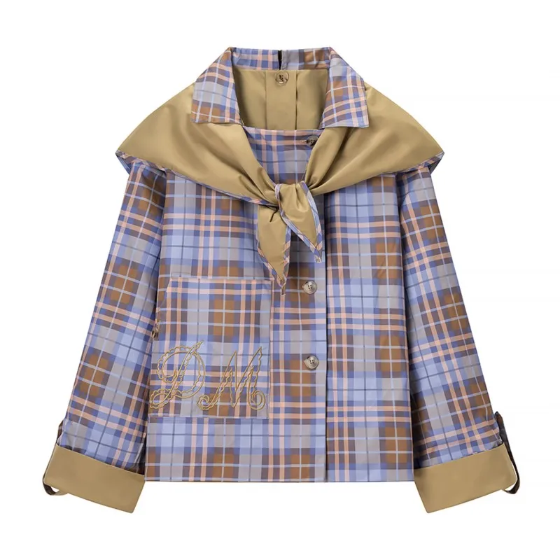 Omkeerbare losse trenchcoat met knopen, Streetstyle, marineblauwe kraag, jas met enkele rij knopen, bovenkleding