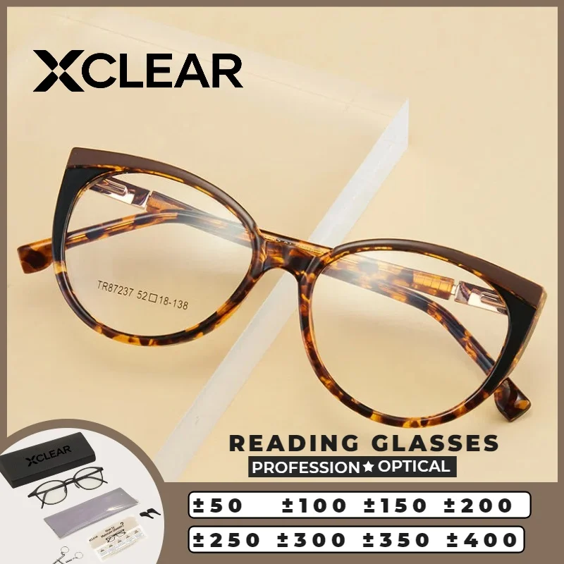 

XCLEAR High Quality Cat Eye Reading Glasses Round Tortoiseshell Anti Reflective Ultralight Professional Skinny Face Versatile