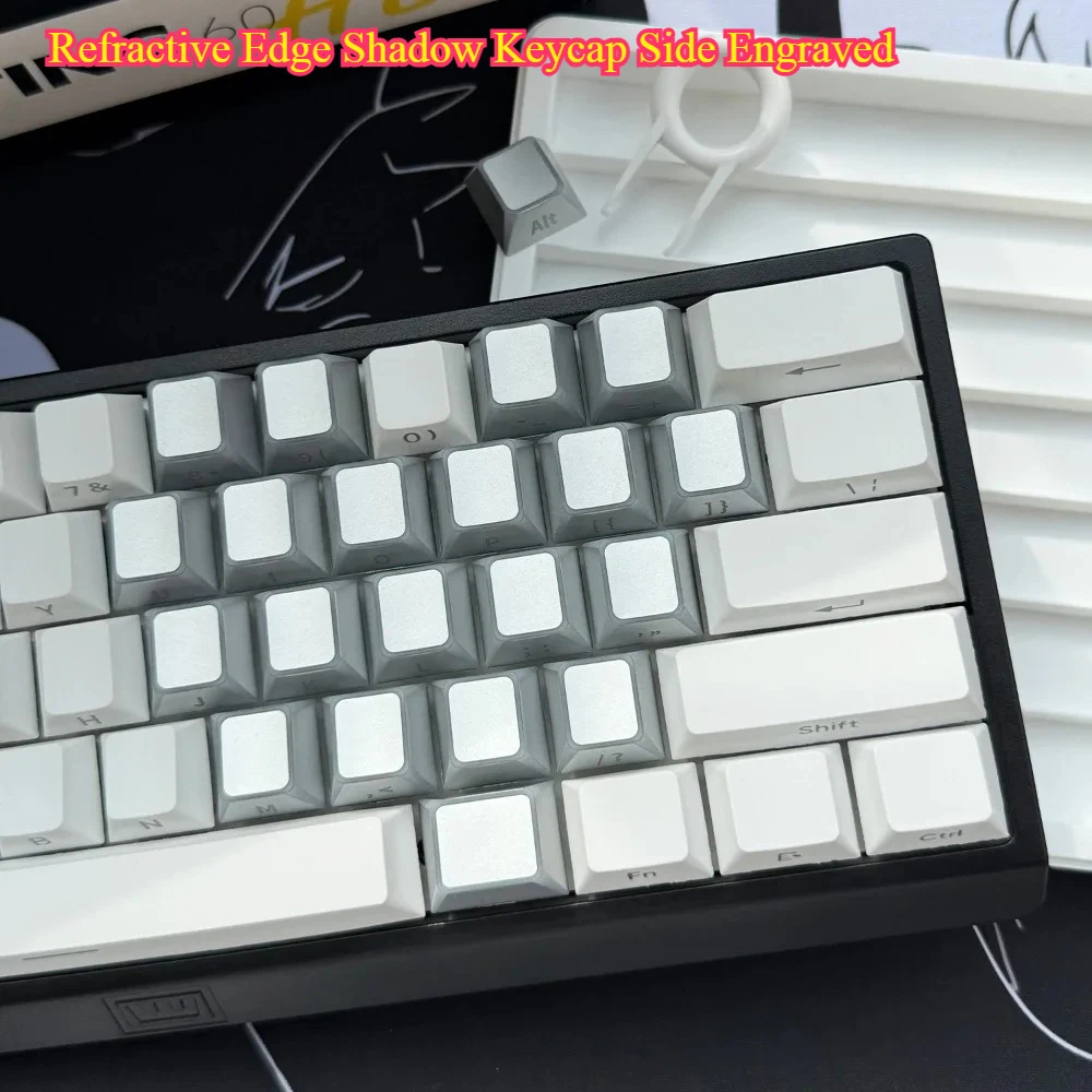 Refractive Edge Shadow Keycap Side Engraved - Translucent Cherry PBT 21 Keys for Mechanical Keyboard