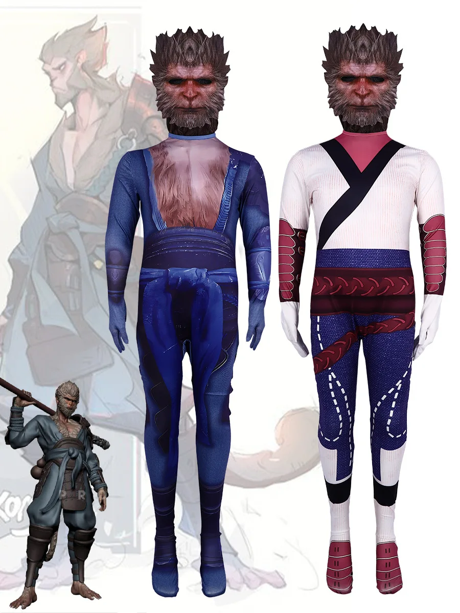 

Game Wukong Black Myth Bodysuit Monkey King Role Playing Costume WIith Mask Halloween Carnival Stage Performance Clothing