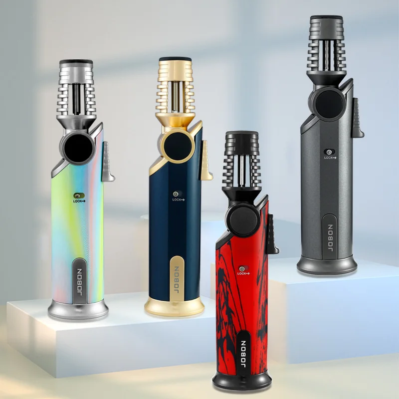 New JOBON BBQ Strong Blue Flame Lighter 360° Inverted Ignition Rotatable Nozzle Safety Lock Design Inflatable Lighters