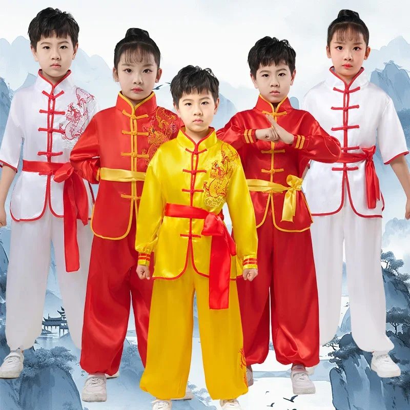 เด็กจีนแบบดั้งเดิมWushuเครื่องแต่งกายชายหญิงKungfuชุดTai ChiยุทธวิธีArtชุดชุด