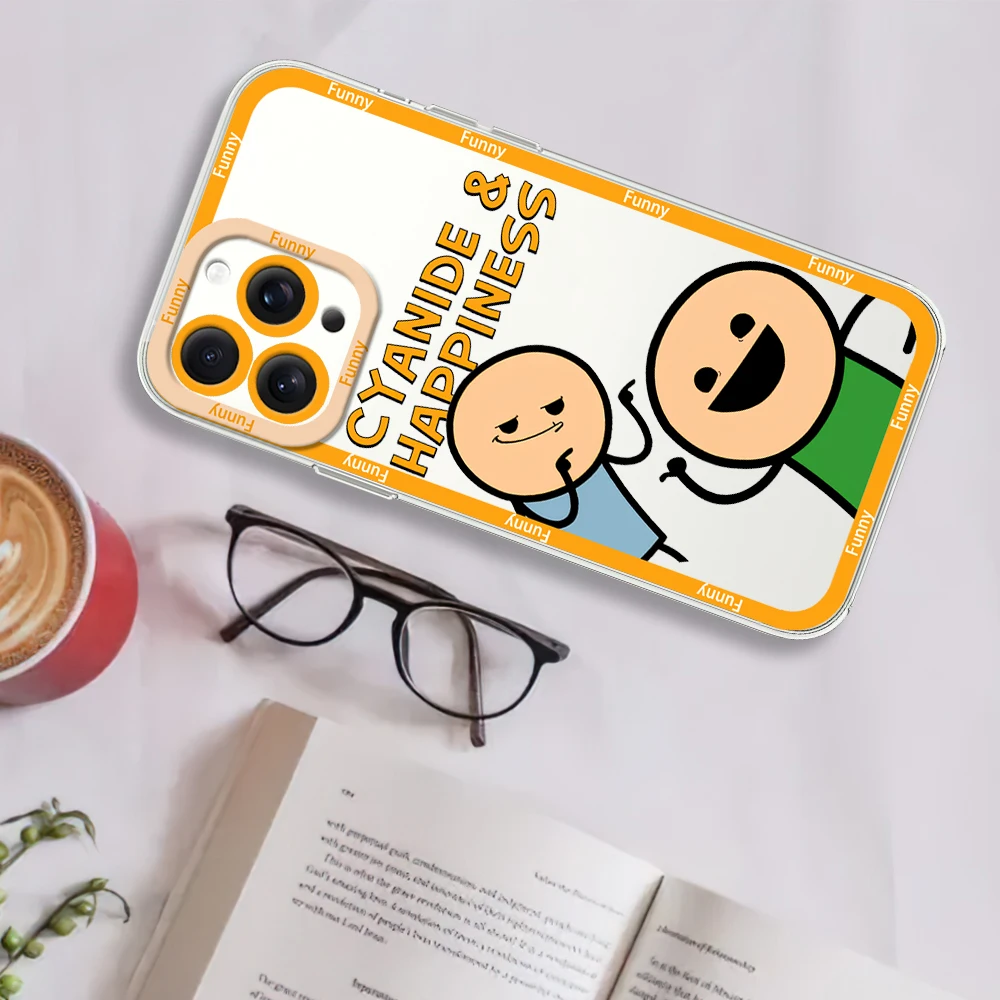 Cartoon Funny Cyanide Happiness For iphone 11 12 13 14 15 16 Mini Plus Pro Max Transparent Shell