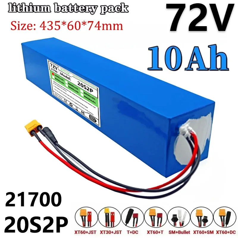 Batterie au lithium  pour outils électriques, 20S2P, adaptée pour 84V, 30A BMS intégré, 72V, 10Ah, 21700, 0-2000W