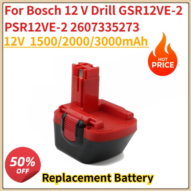 

New BAT043 BAT045 BAT120 Replacement Battery 12V 1500/2000/3000mAh For Bosch 12 V Drill GSR12VE-2 PSR12VE-2 2607335273