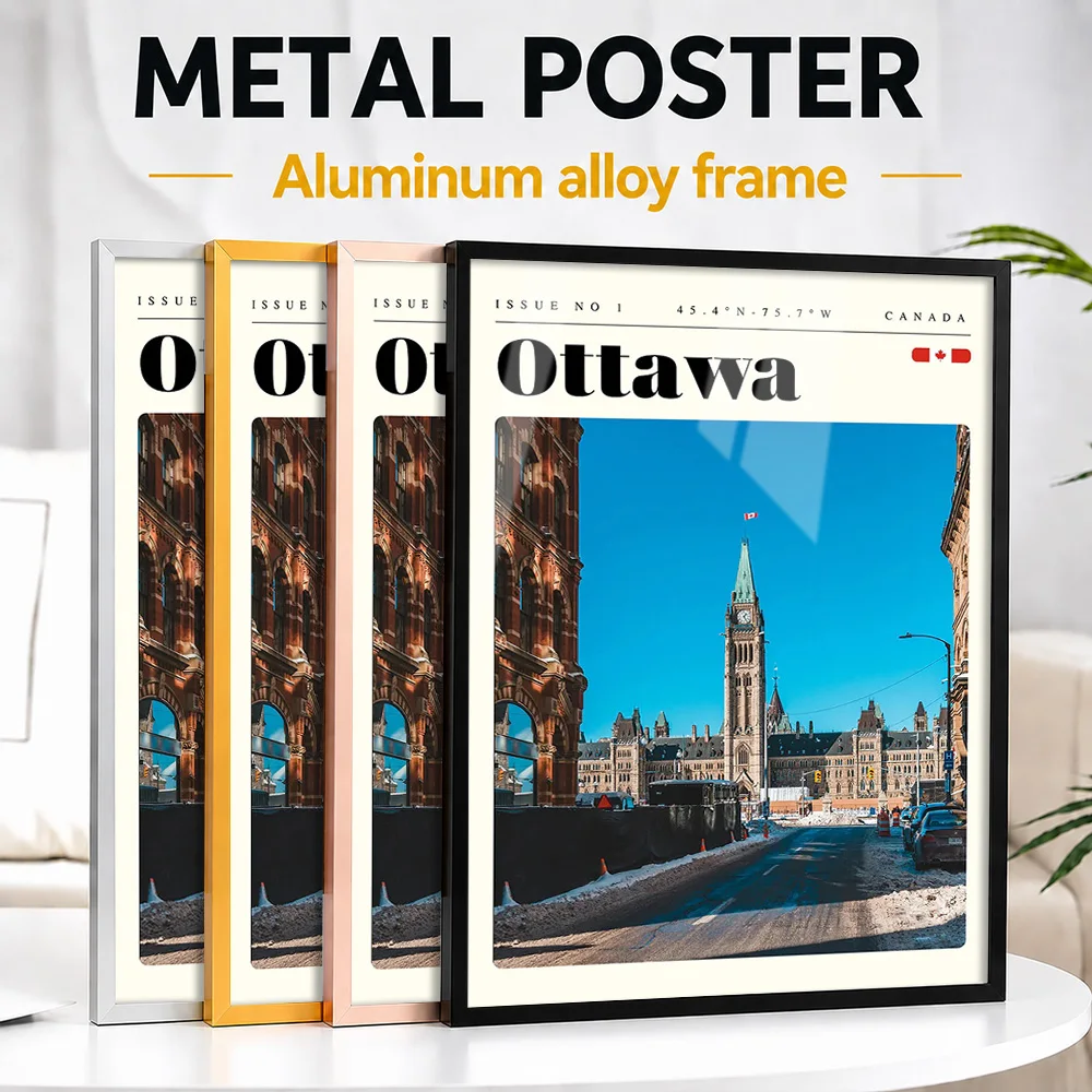 Ottawa Ontario Cityscape Metal Poster With Aluminum Alloy Frame Personalized Scenic Tribute Wall Art For Office Traveler Gift
