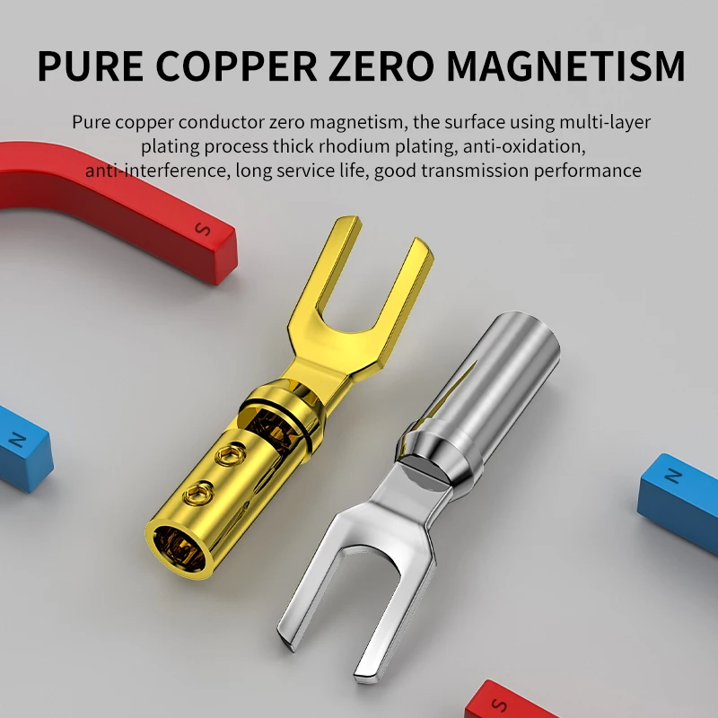 

Xangsane Pure purple copper rhodium-plated and gold-plated plug terminals connect power amplifiers, speakers and audio-visual