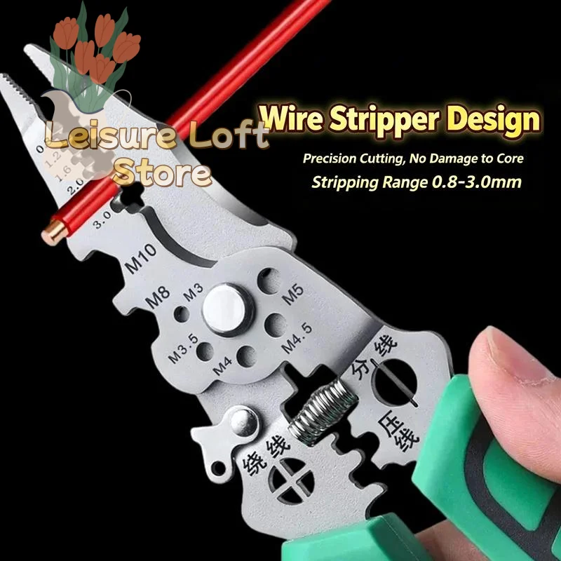Inductive Wire Stripping Pliers Non-Slip Handle Industrial Grade Cutting Crimping Tool for Factory Electrical Assembly