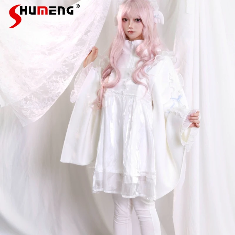 

Japanese Rojita Pure Angel Original Water White Side Opening Cover Dress Angel Headband Ribbon Y2k Clothes Strap Dresses Female