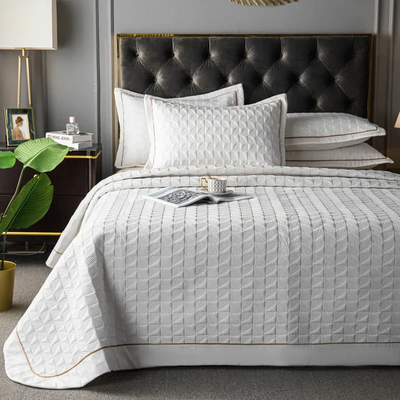 

Luxury Bedspread on the bed Euro style covers multi-use blanket quilted Plaid Linens coverlet Bedspreads sheet quilt