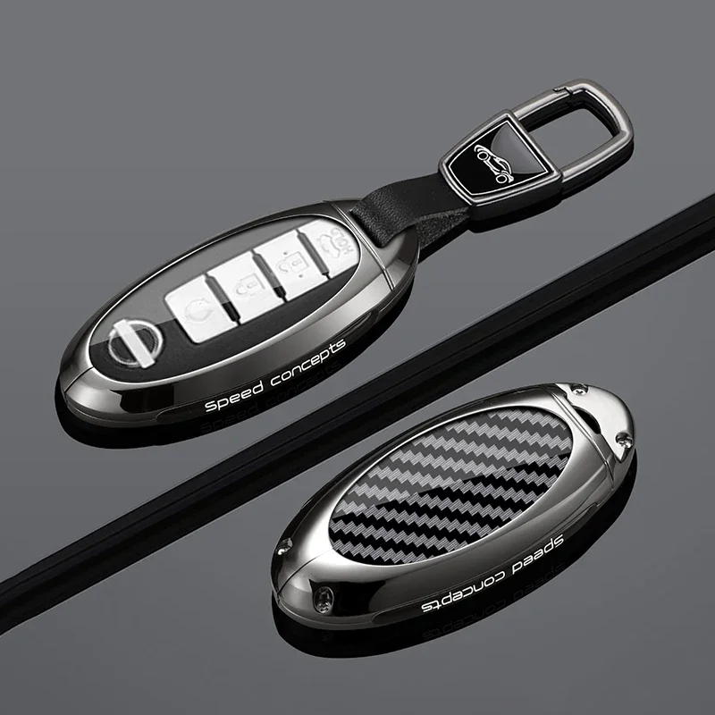 Metal Carbon Fiber Car Remote Key Cover Case for Nissan Rouge Maxima Altima Sentra Murano Qashqai Protector Keychain Accessorie