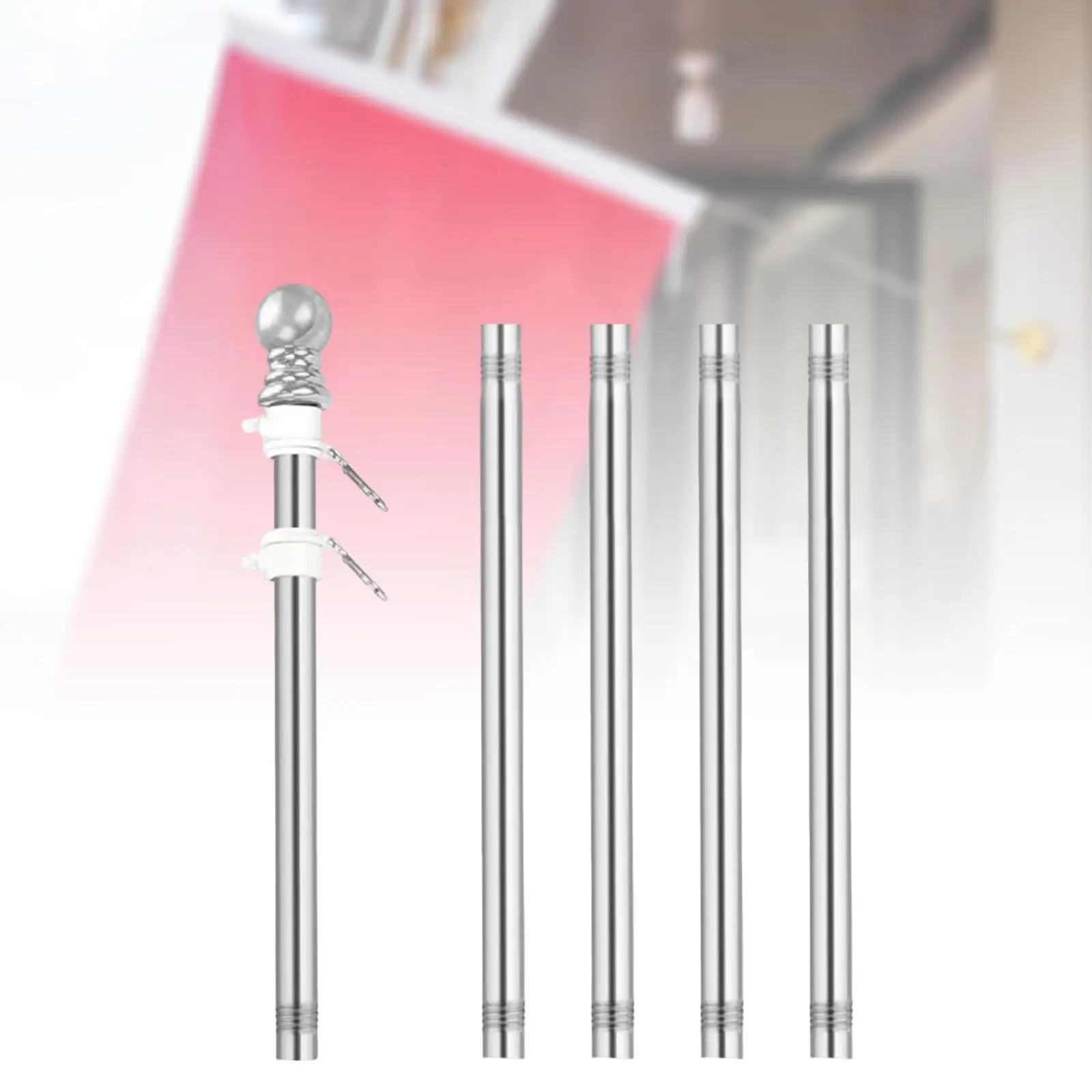 5 Pieces Stainless Steel Flag Flag Pole Sturdy Rustproof Rod Garden Flag Pole Truck and Yard Commercial Flag Pole