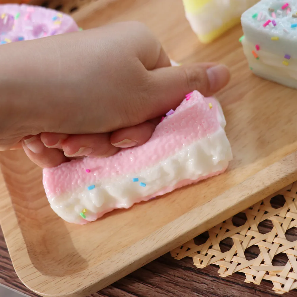 Creative Triangle Cheese Squeezable Realistic Simulation Cake Triangular Cake Pinch Portable Handmade Cake Squeeze