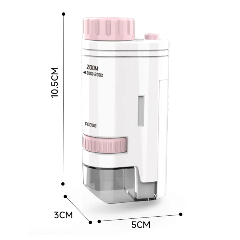 80-200X Children Microscope Pocket Microscope With LED Light Portable Electric Mini High Definition Science Microscope Outdoor
