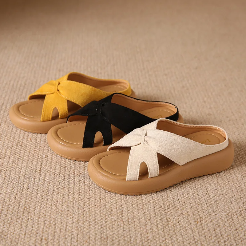 

2025 New Fashion Women Sandals Thick Sole Comfortable Open Toe Slip On Sweet Square Buckle Beach Slides120