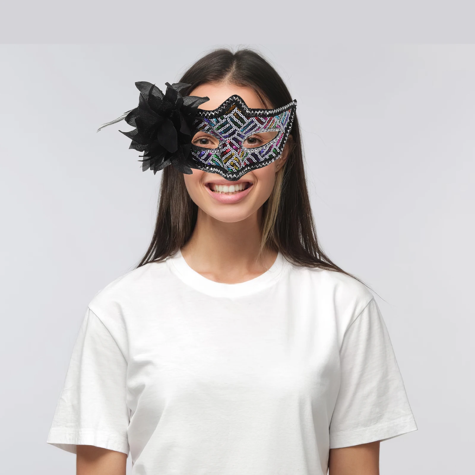 

2 Pcs Half Face Mask Carnival Sequin Party Cosplay for Women Masquerade Eye Costume Decorative