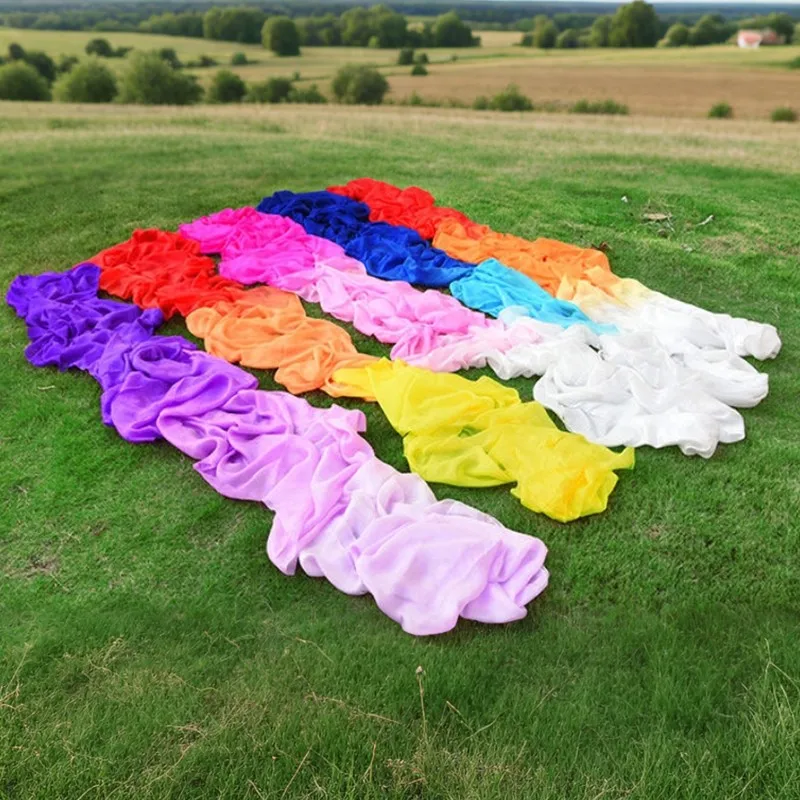 12m Rainbow Silk Streamer Veils Bellydance Performance Accessories Chinese Folka Dancer Ribbon Props Clothing Access