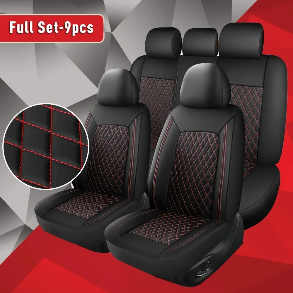 All-Season Quilted Faux Leather Car Seat Covers Universal Fit Most Cars