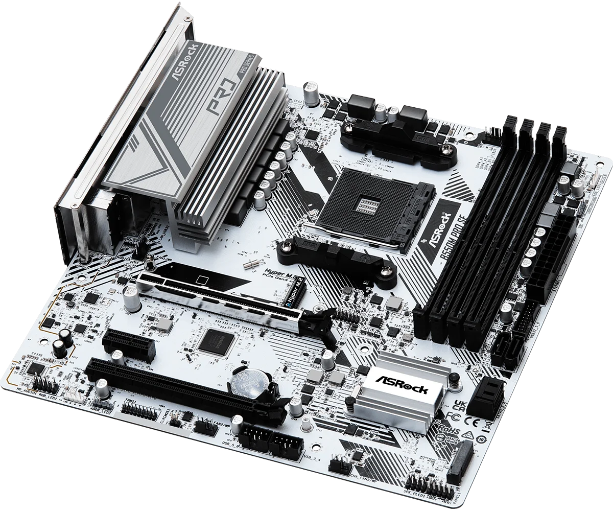 ASRock B550M PRO SE Gaming Desktop Motherboard AMD PRO565 Chipset-Socket AM4-Micro ATX -Ryzen 5, Ryzen 3 Processor Supported view 3