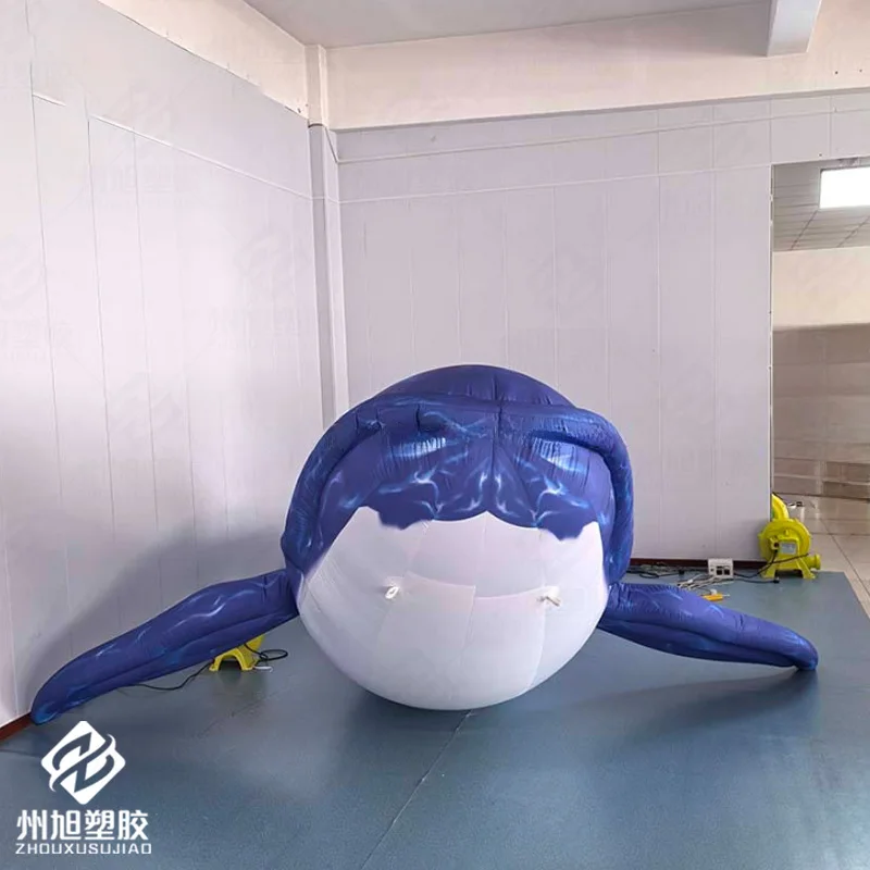 حوت قابل للنفخ، نموذج هوائي للحيوانات، مع منفاخ، ديكور لحدث مركز التسوق في المراعي الخارجية، يمكن أن يتوهج #3
