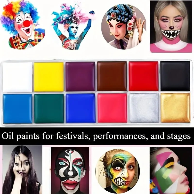 Multi-Color Oil-Based Face Makeup Painting, Berry Tone, Mixed Color System,for Face Body Painting, Stage Makeup,Halloween Makeup