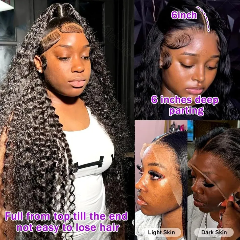 40 بوصة موجة عميقة 13X6 Hd الدانتيل الباروكة الأمامية 250 الكثافة قبل قطعها خصلات الشعر المستعار البرازيلي موجة المياه مجعد 100% الشعر البشري للنساء