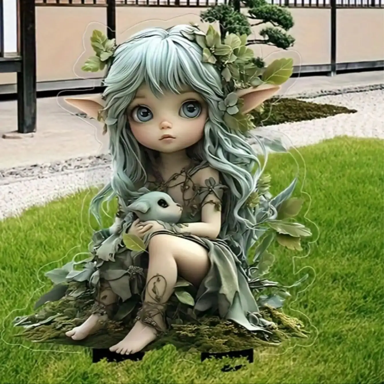 1PCS Charming Elf Girl Outdoor Decoration Pile Suitable for Courtyard and Lawn Decoration Garden Decoration Fantasy Garden Theme