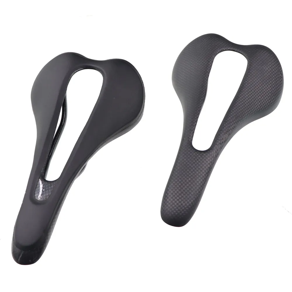 Ultralight Full Carbon Fiber Bicycle Saddle Road MTB Bike Seat Big Hollowed Leather Cushion Cycling Parts