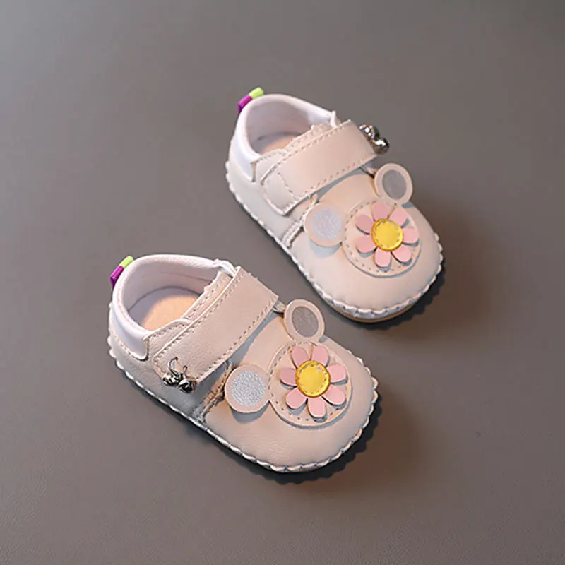 Baby Shoes 2023 Spring Soft Leather Anti Slip Casual Flats Baby Girls Dress Princess Shoes First Walkers Cute Flower Kids Shoes