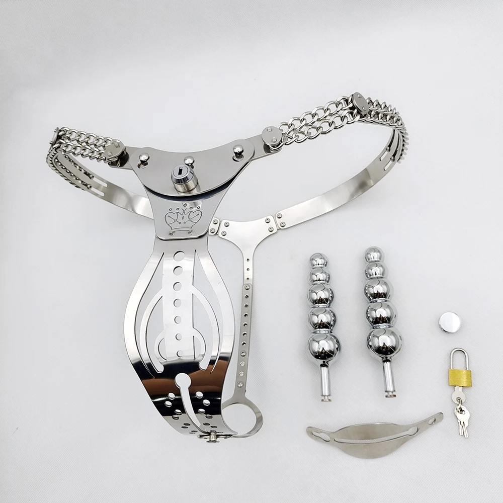 316 Stainless Steel Hollow Female Chastity Belt Adjustable Pants With Vagina Anal Plug Bdsm Chastity Device Sex Toys For Women