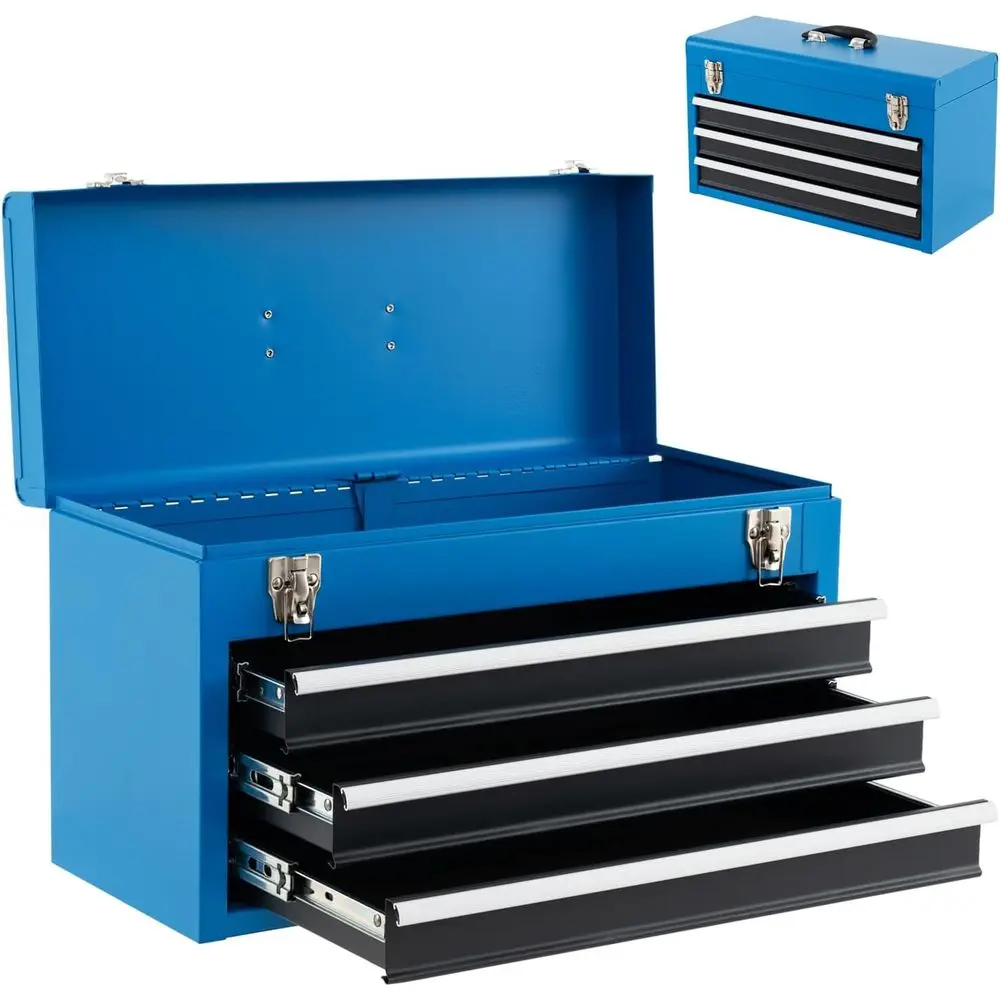 

Portable 4-Tier 20.5 Steel Tool Chest with Top Tray, Auto Lock, and Protective Liner for Workshop and Garage Storage