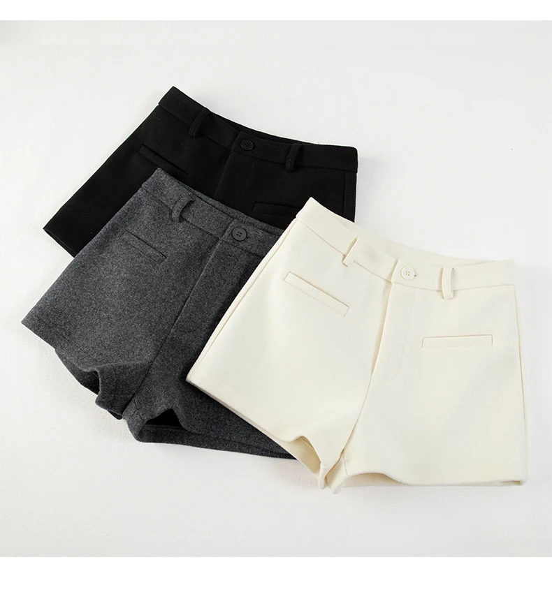 Heiße Mädchen-Shorts aus Wollmischung, elegante, hochtaillierte, schmale A-Linien-Shorts, stylisch, sexy, ultrakurz für Herbst und Winter – Detail 18